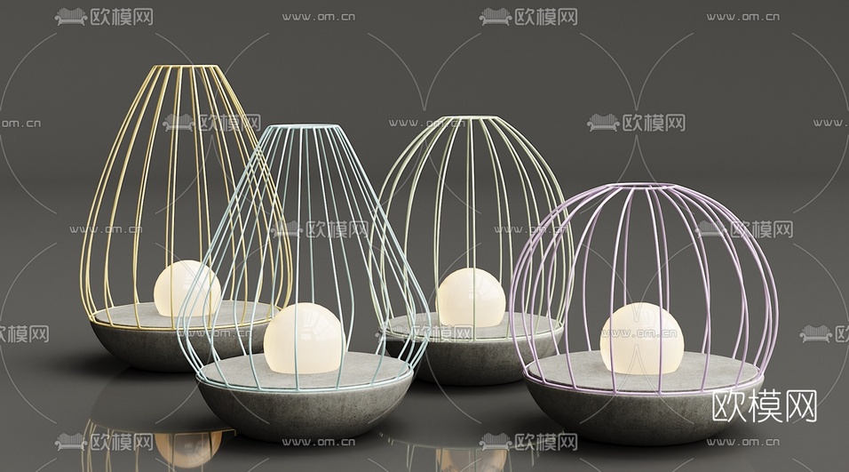 工业风装饰台灯3d模型下载