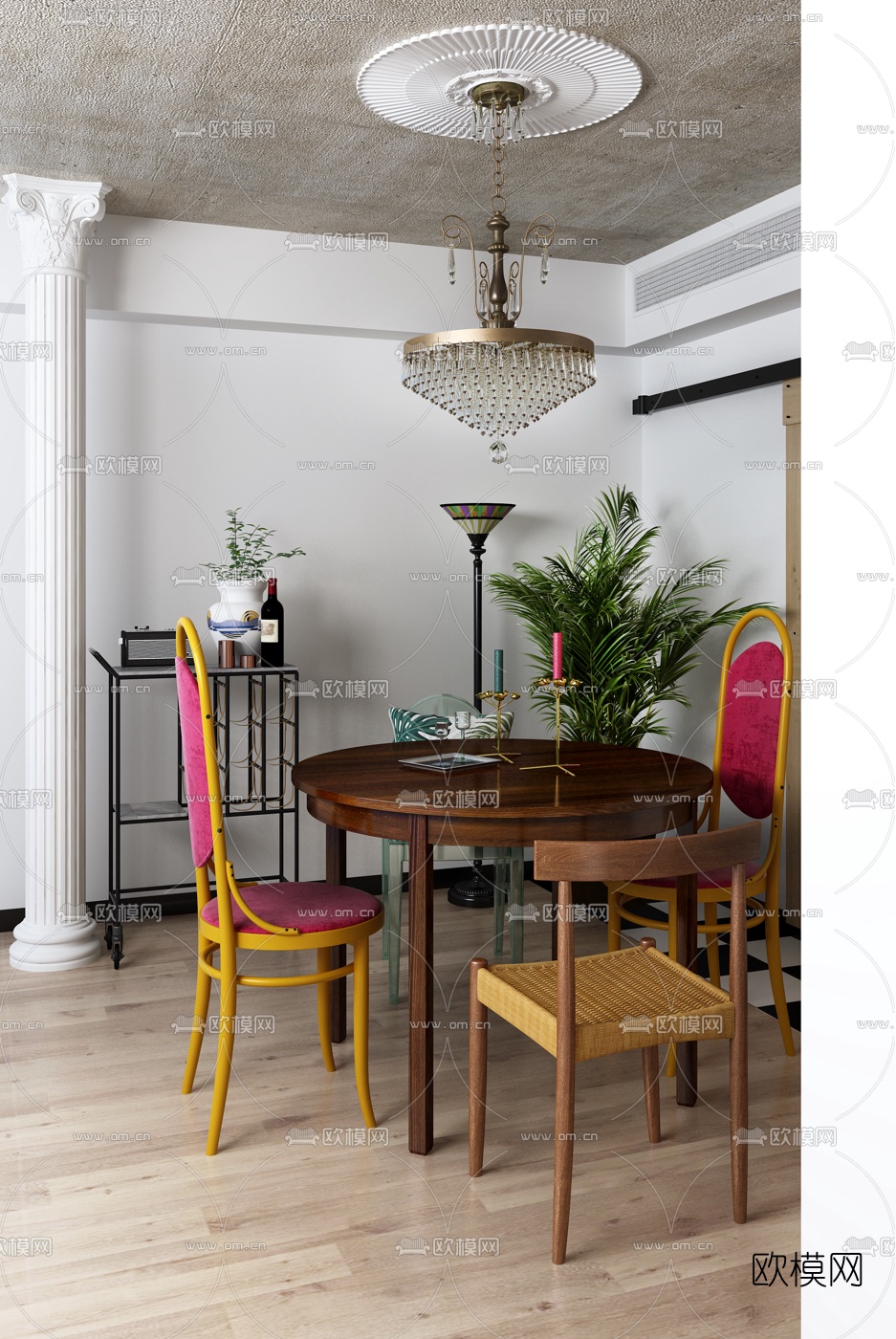 菲拉设计 东南亚餐桌椅3D模型下载