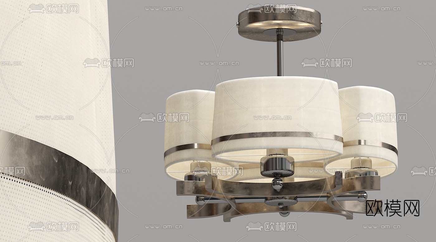 现代金属多头吊灯3d模型下载