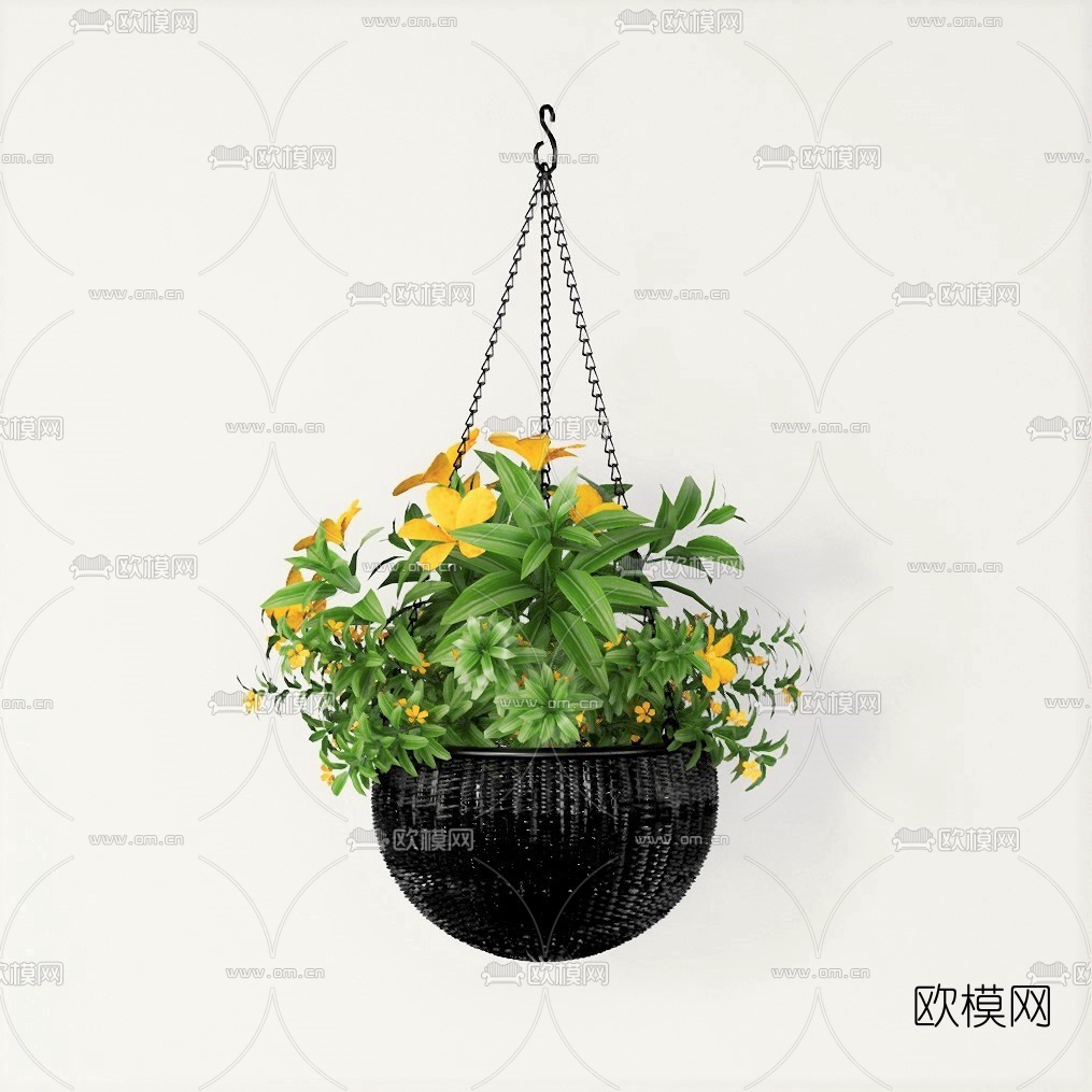现代吊兰盆栽组合su模型下载（渲染图1）