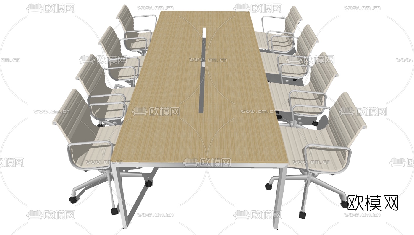 现代会议桌椅组合免费su模型下载