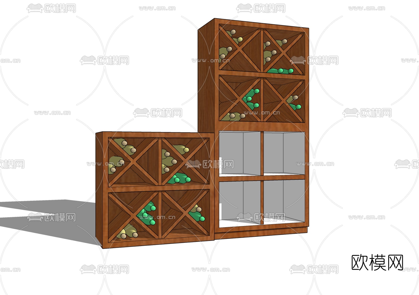 现代实木酒柜免费su模型下载