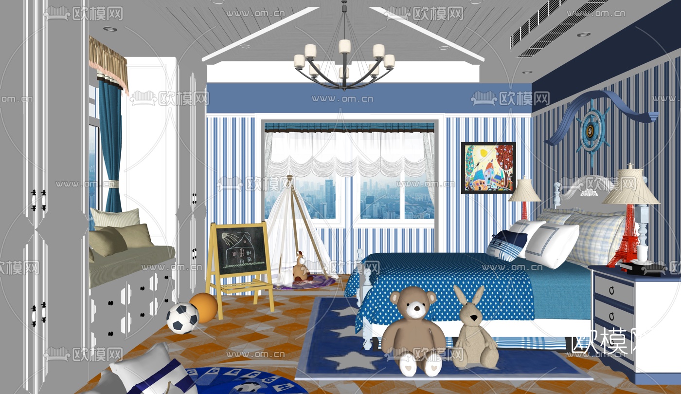 地中海儿童房su模型下载（渲染图2）