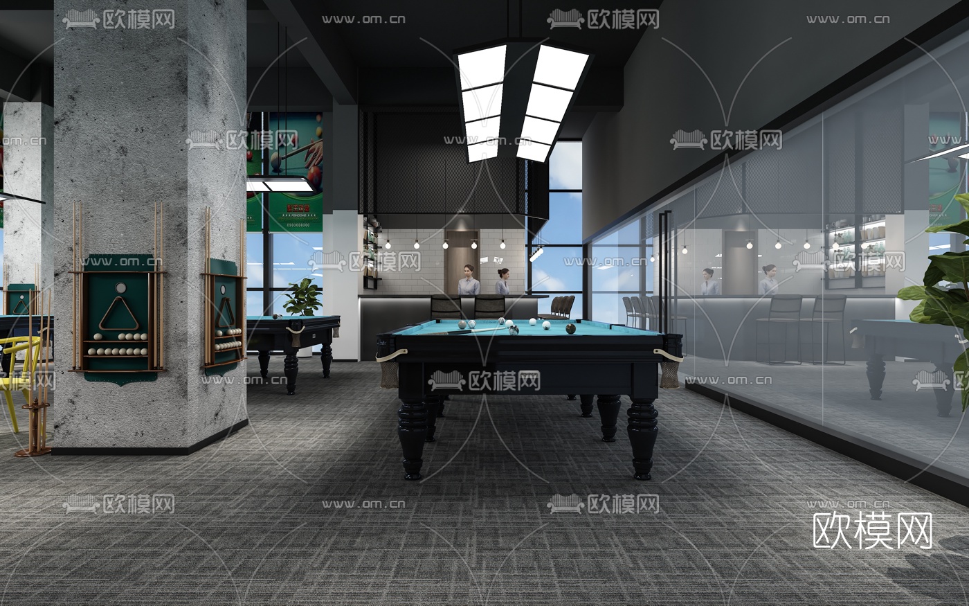 工业风台球室3d模型