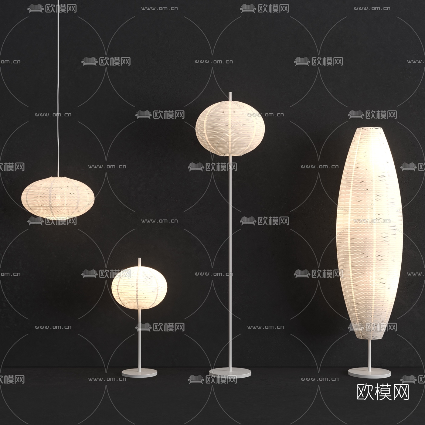 现代编织台灯吊灯3d模型