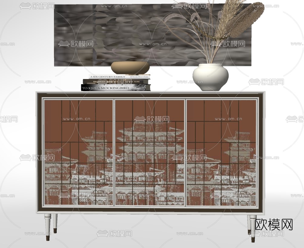 现代轻奢玄关柜su模型下载（渲染图2）