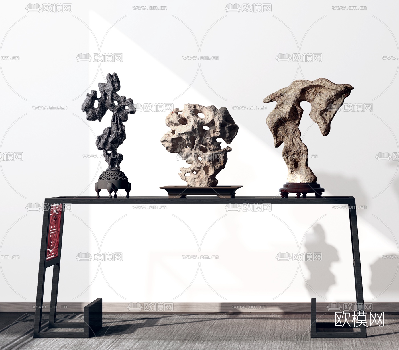 新中式石头雕塑3d模型