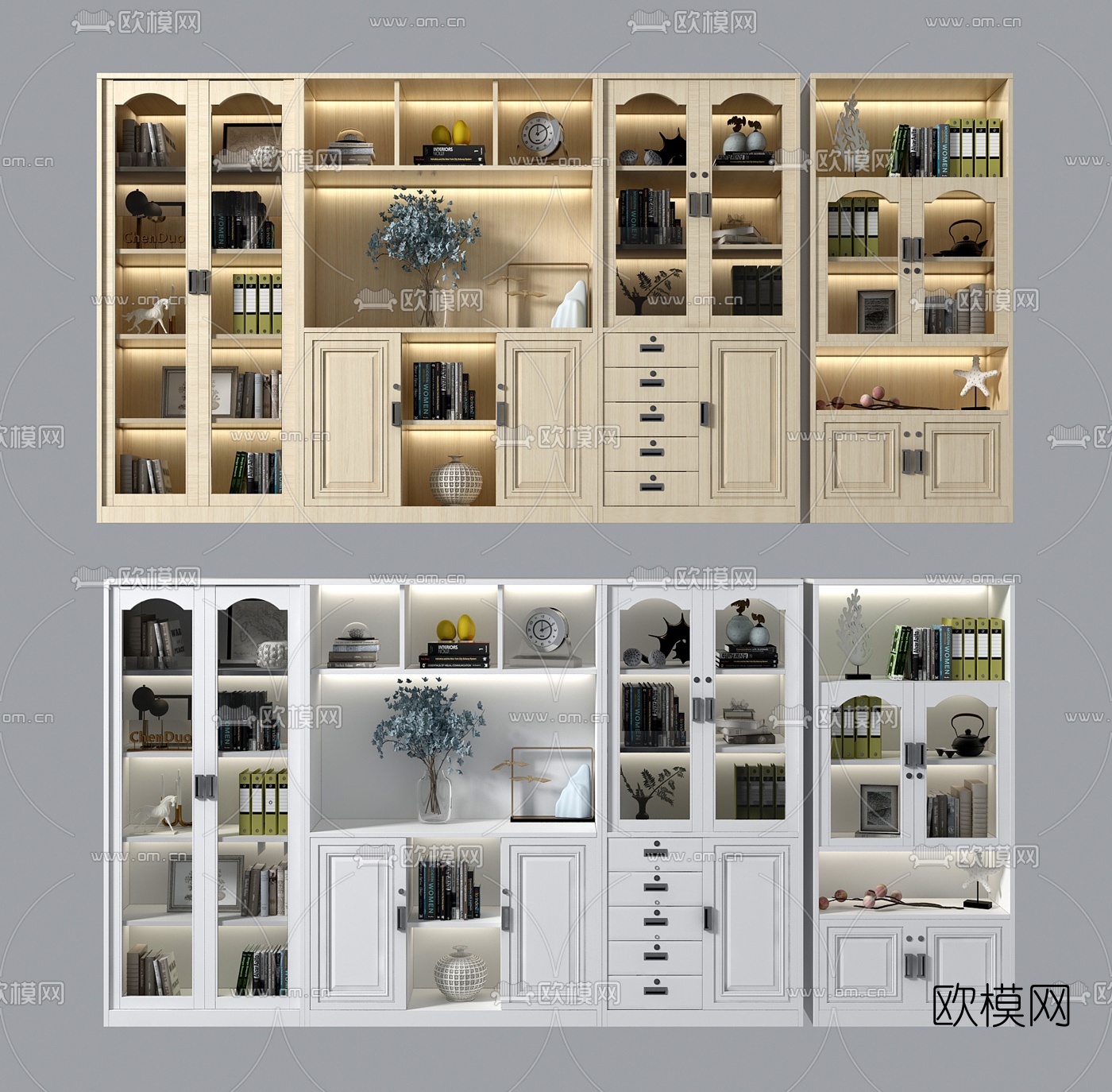 简欧实木文件柜3d模型下载