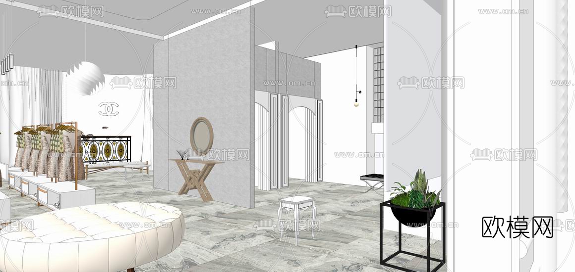 现代服装店su模型下载（渲染图4）