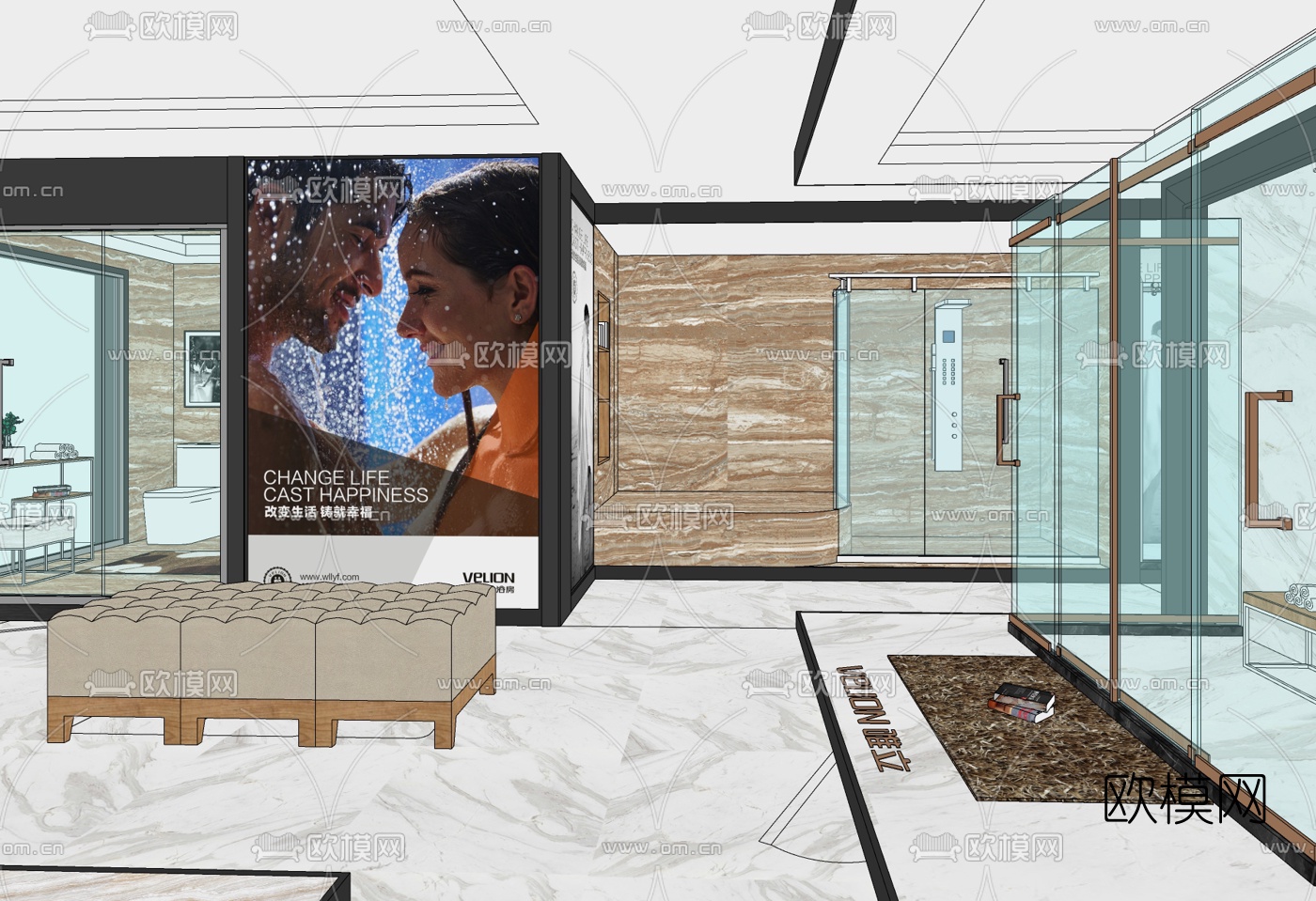 新中式卫浴器材展厅su模型下载（渲染图3）