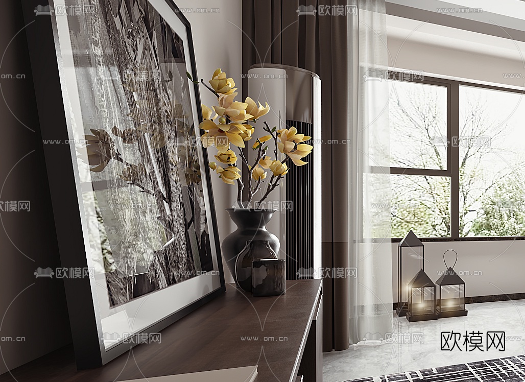 戴勇 现代客厅3D模型下载（渲染图2）