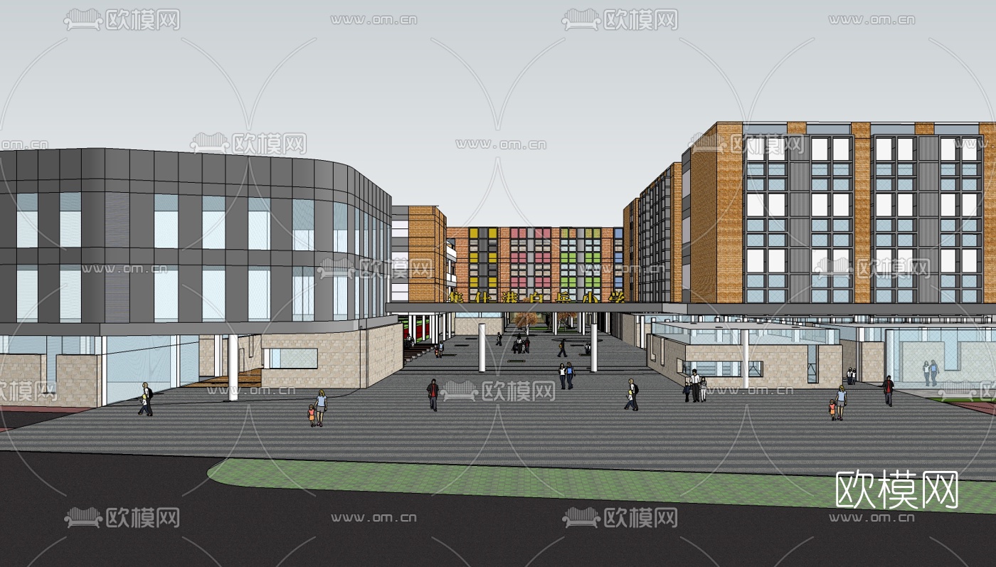 现代学校规划su模型下载（渲染图2）