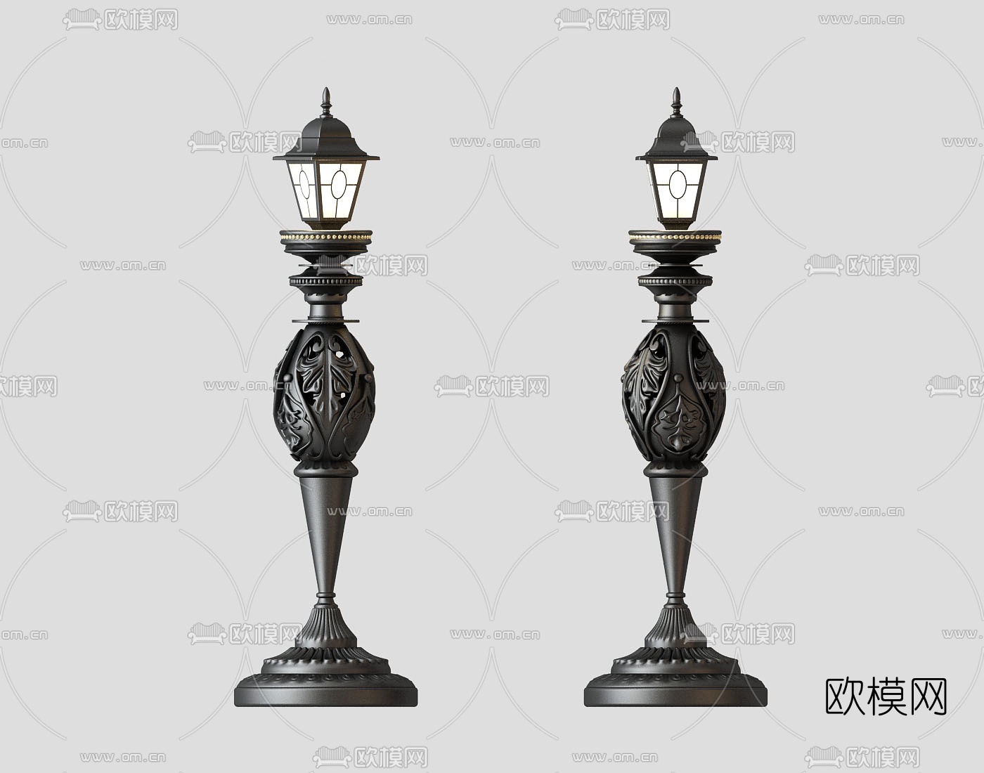 新中式金属户外灯3d模型下载