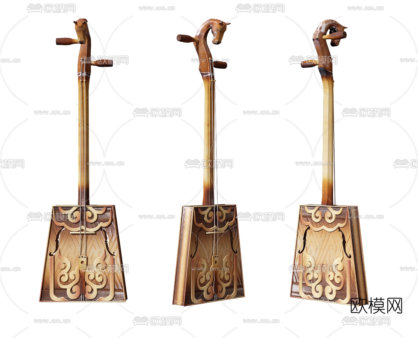 中式马头琴传统乐器3d模型下载