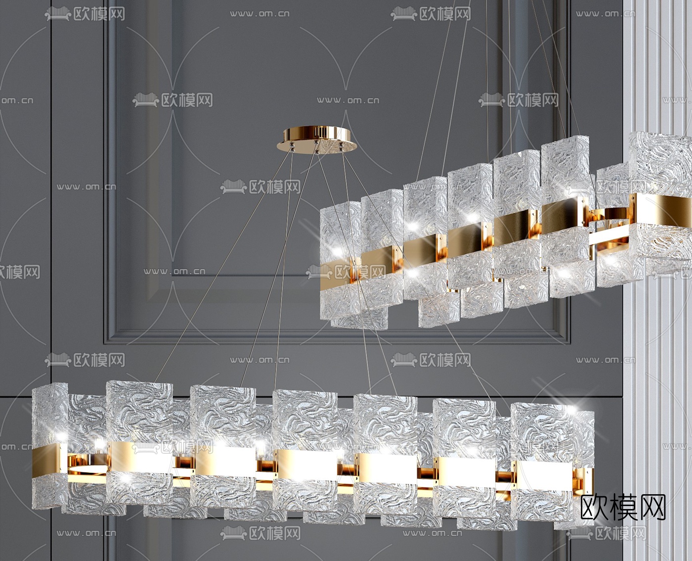 现代轻奢水晶吊灯3d模型下载