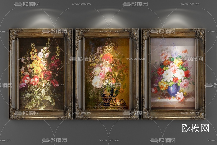 欧式花卉装饰画3D模型下载