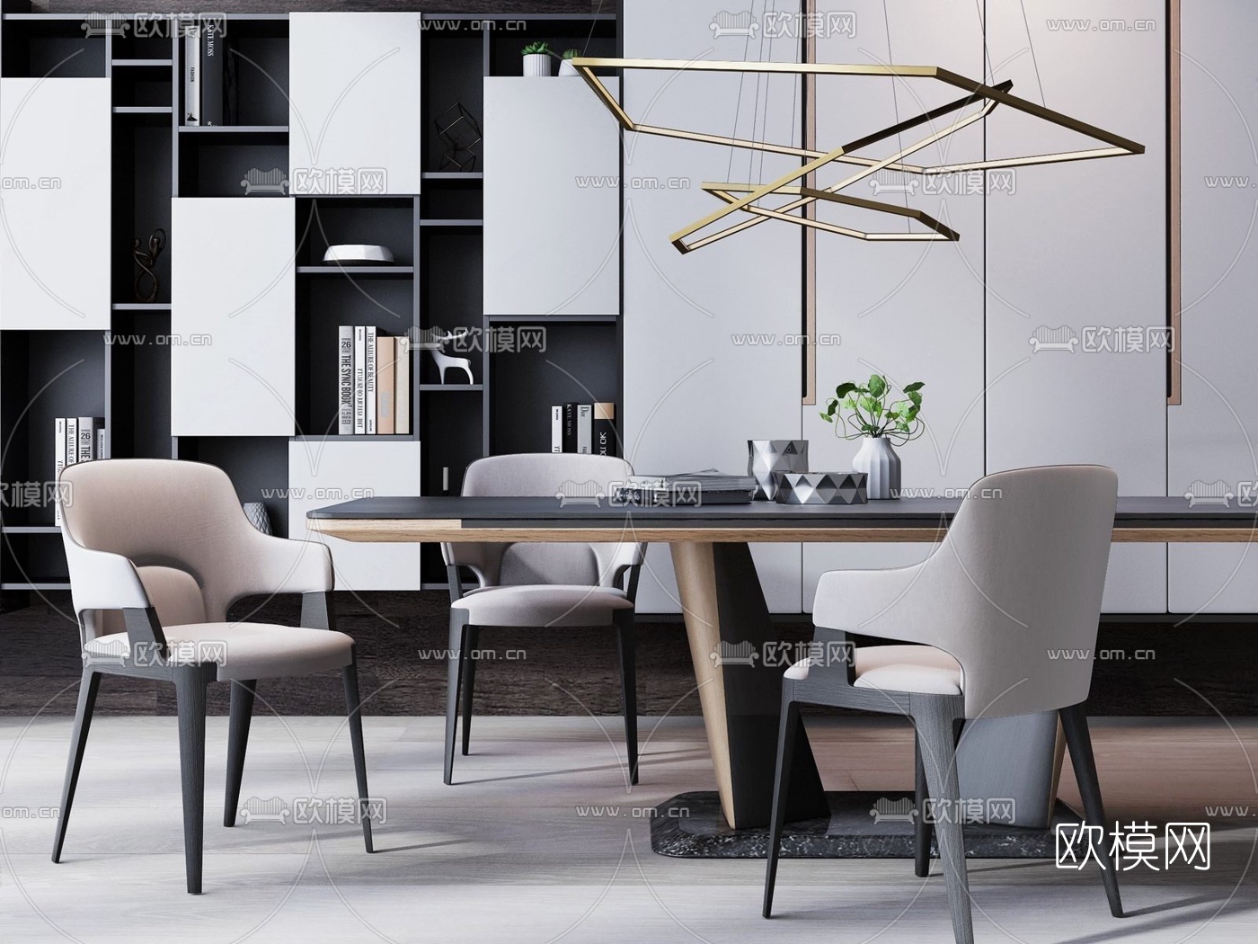 现代轻奢餐桌椅3d模型下载