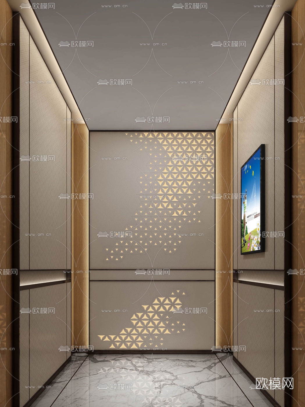 现代酒店电梯轿厢3d模型