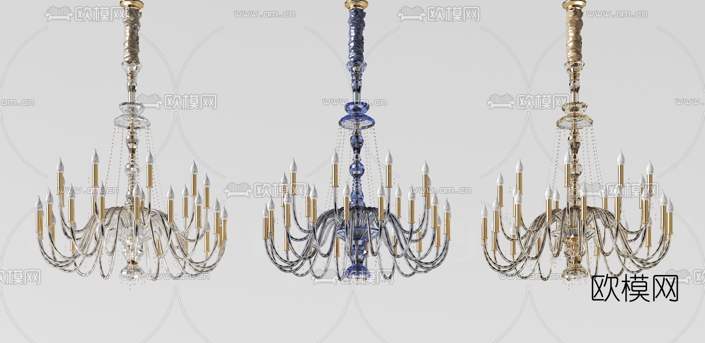 欧式水晶吊灯组合3d模型下载
