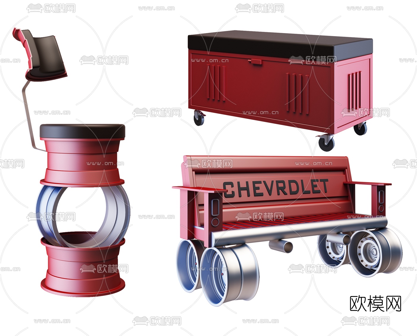 工业风铁艺创意休闲椅3d模型下载