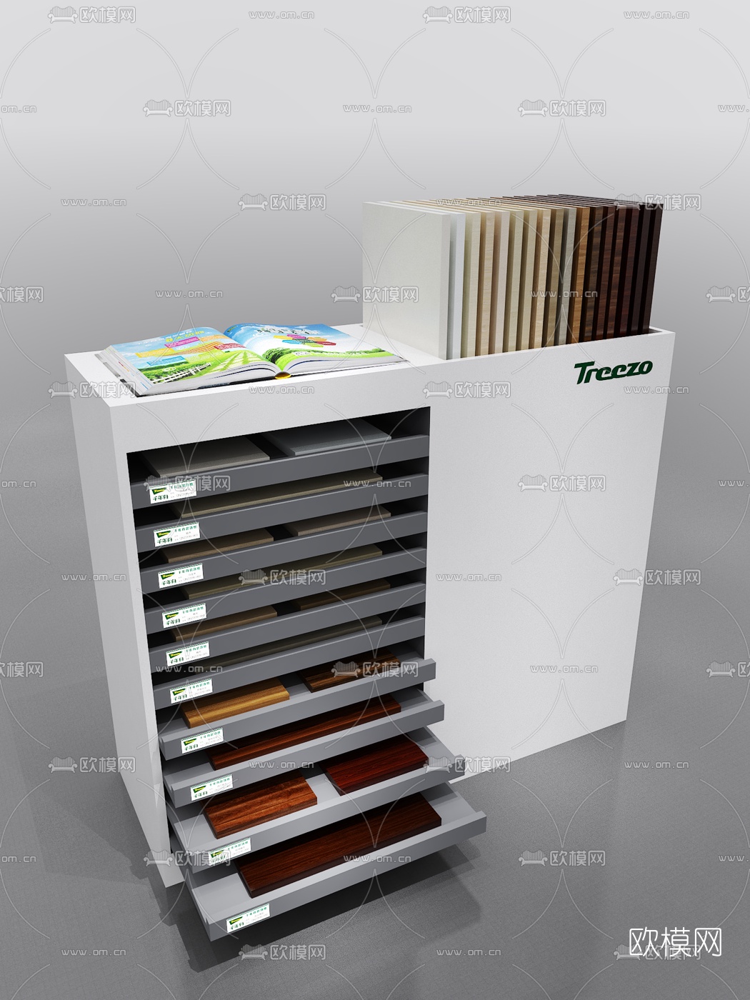 现代办公收银台中岛柜3d模型下载（渲染图3）