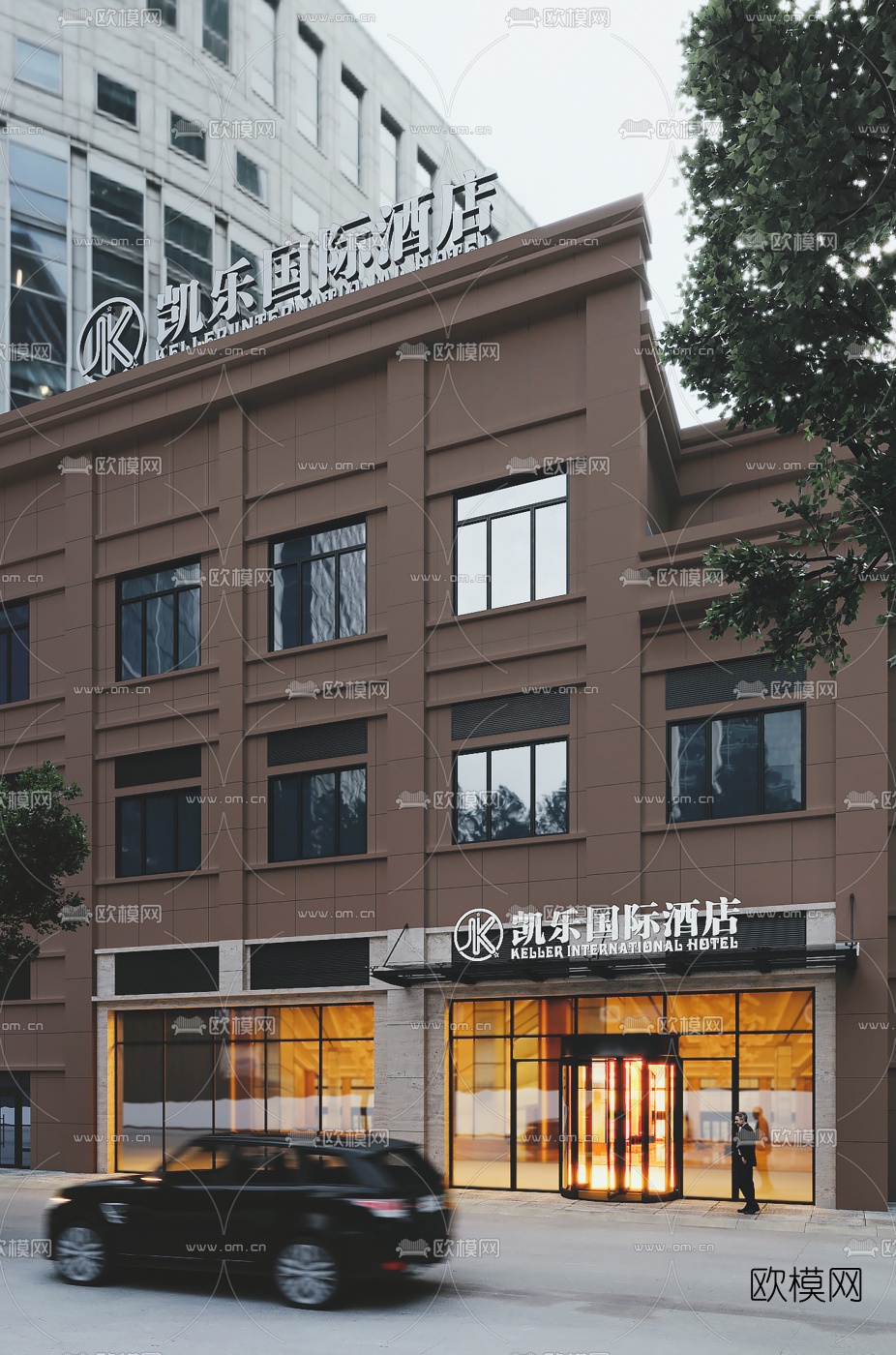 现代酒店门面门头3d模型