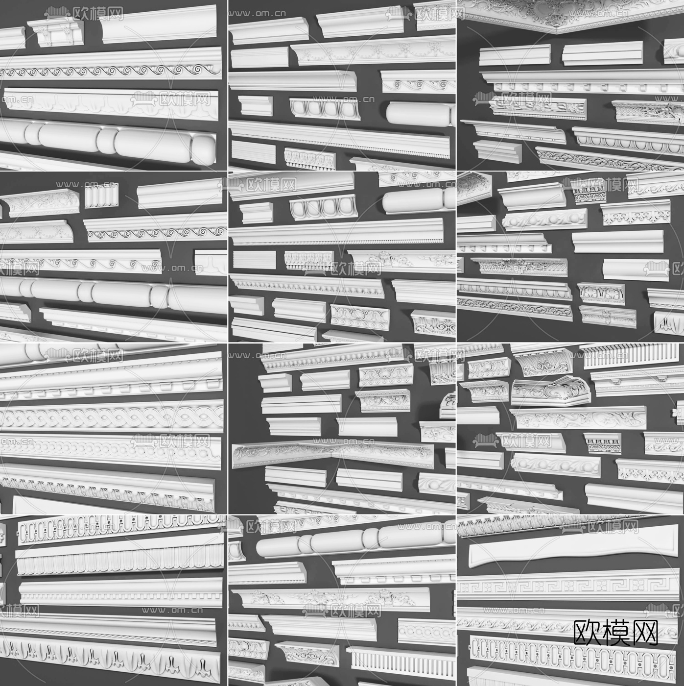 简欧角线石膏线组合3d模型下载（渲染图2）