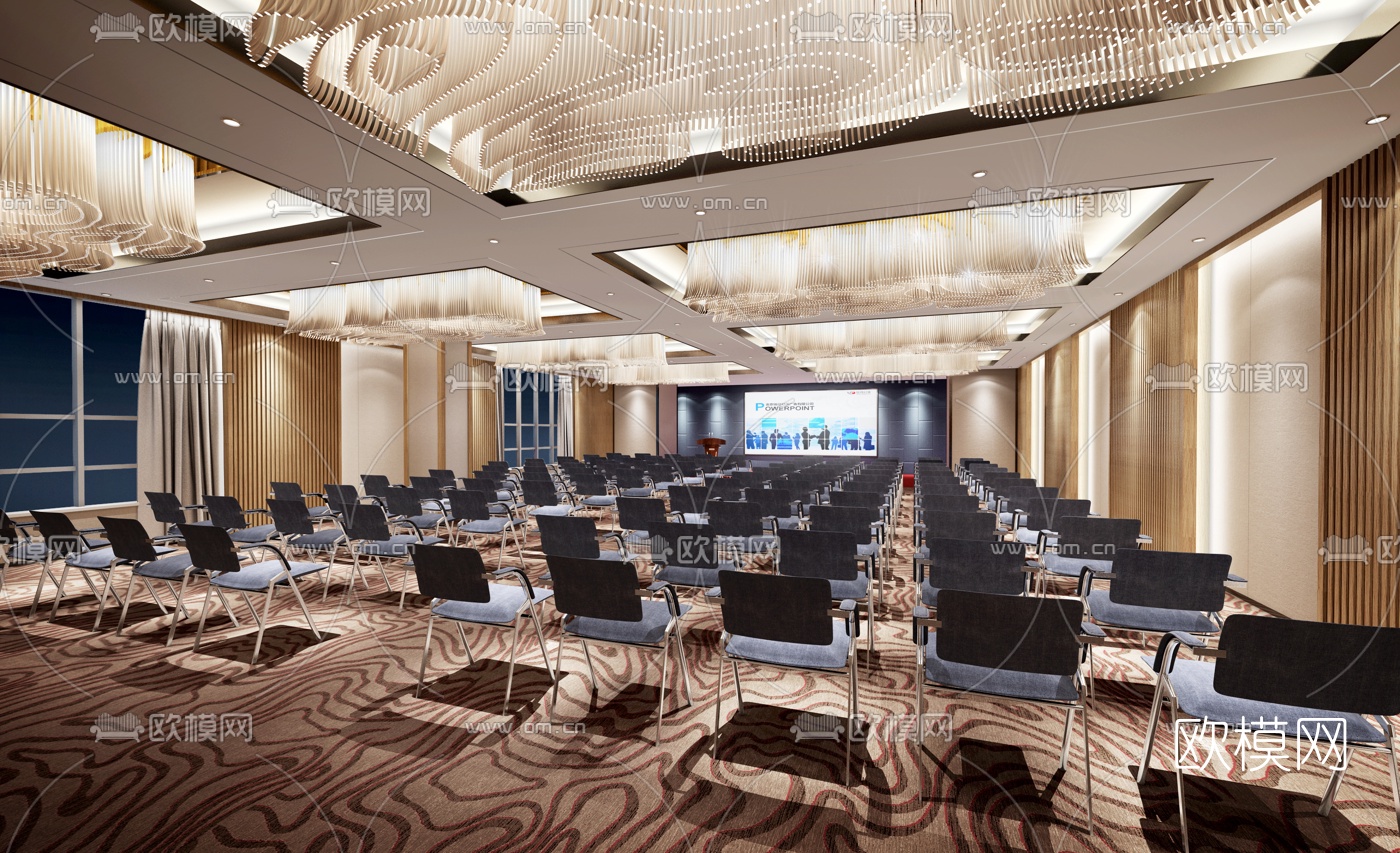 现代轻奢大会议室3d模型下载