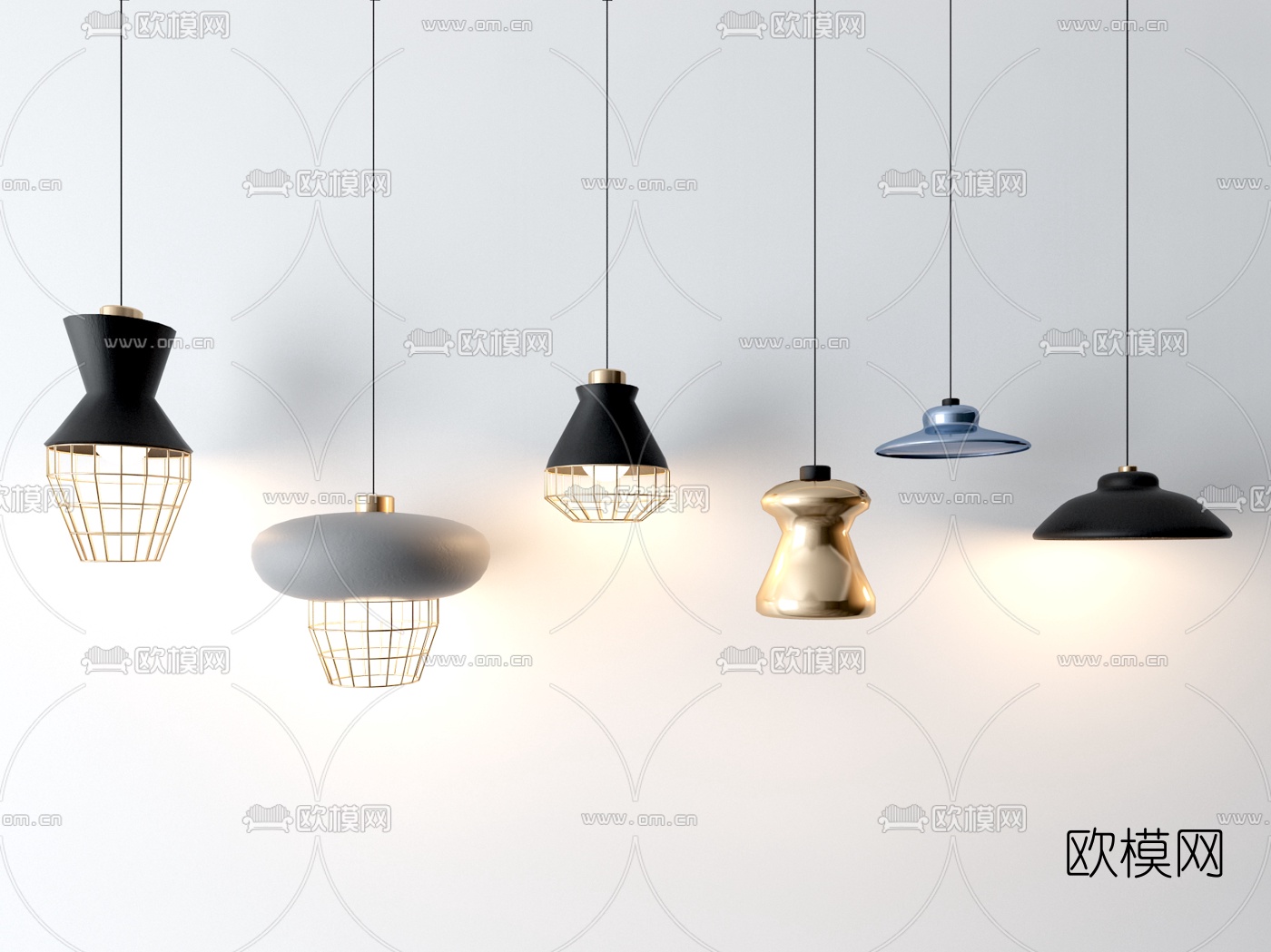 后现代吊灯组合3d模型下载
