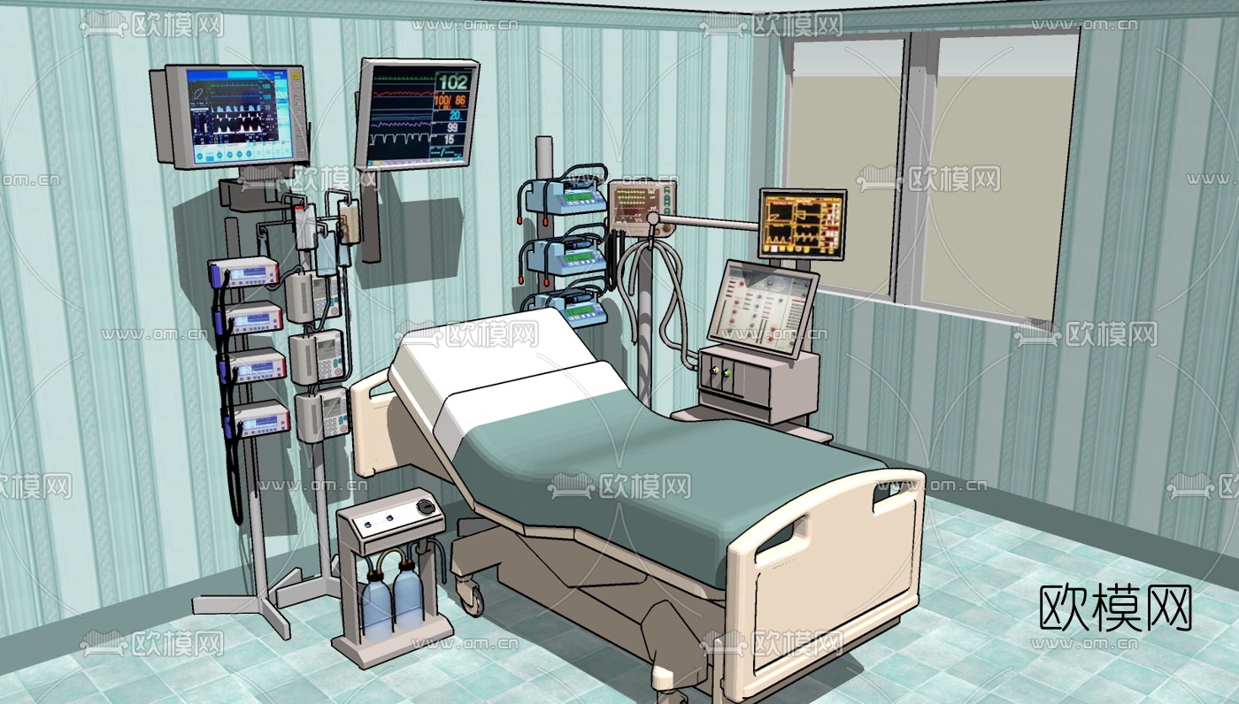 现代医疗器材组合免费su模型下载