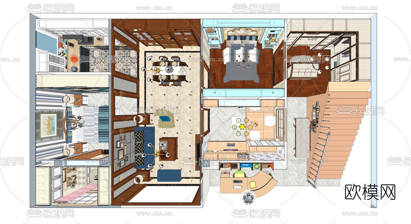 地中海客餐厅su模型下载（渲染图11）