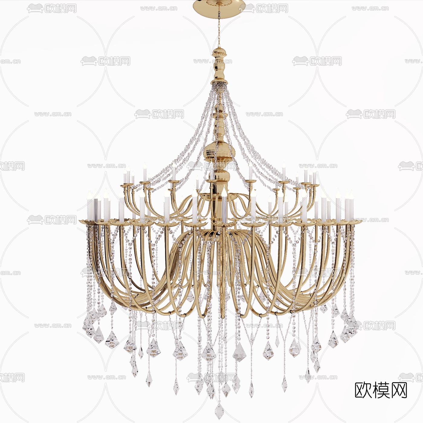 后现代金属水晶灯3D模型下载