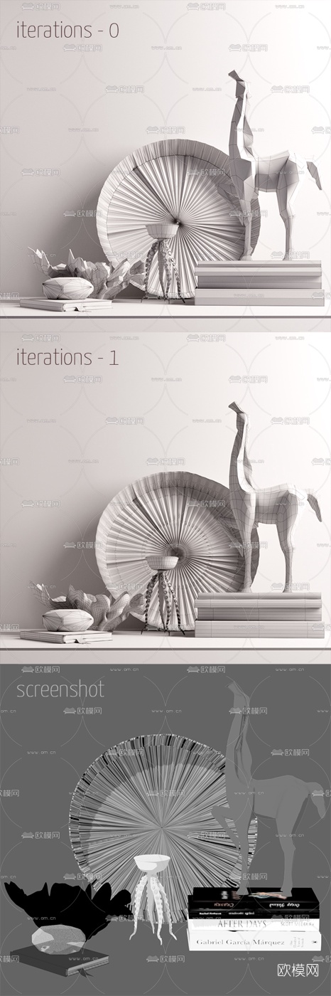 现代书籍饰品摆件3d模型下载（渲染图3）