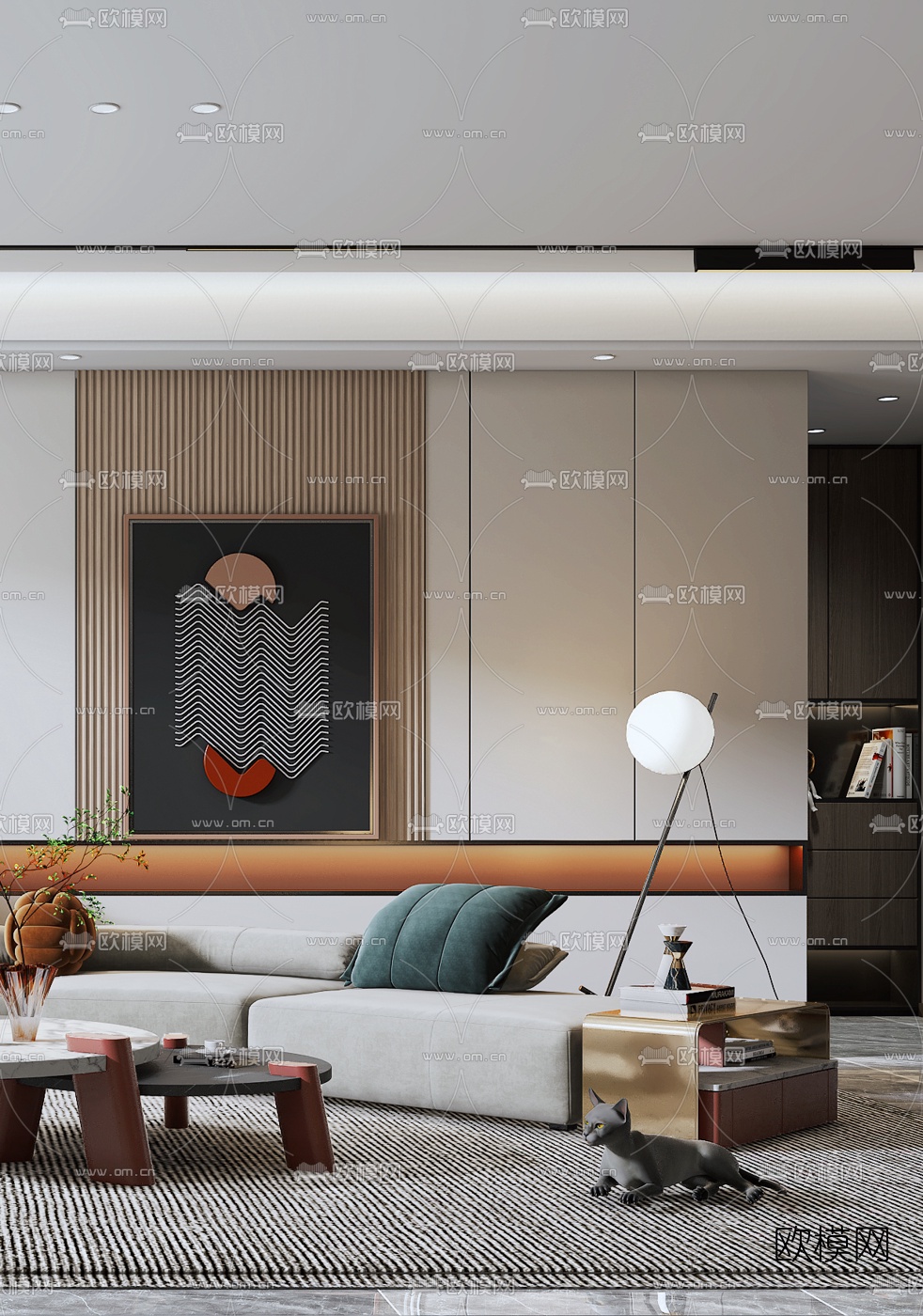 现代客厅3d模型下载（渲染图2）