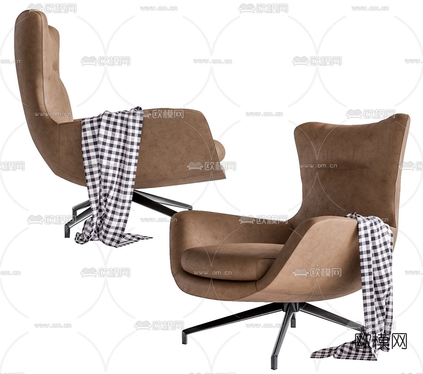 现代皮革休闲椅su模型