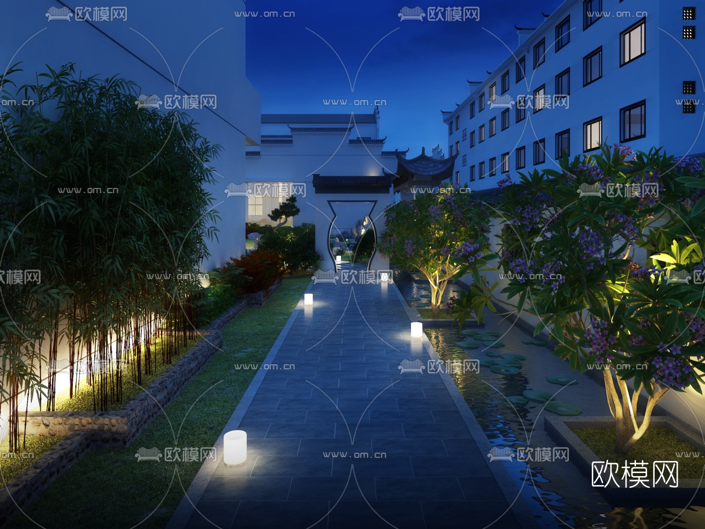 中式庭院景观3D模型