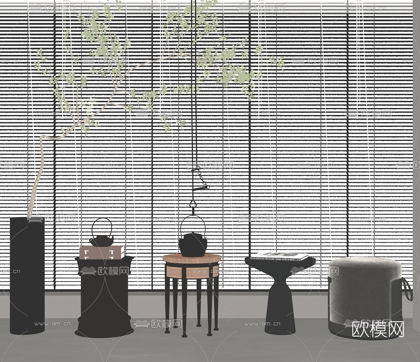 现代轻奢茶几su模型下载（渲染图2）