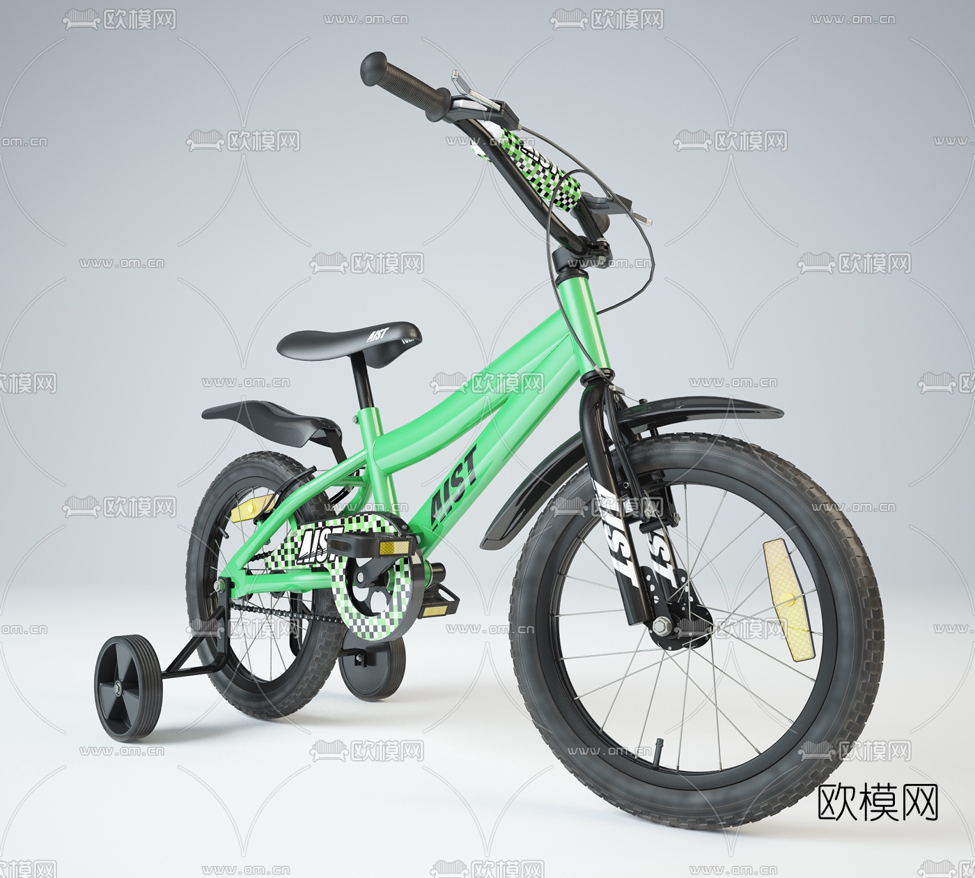 现代儿童自行车3D模型下载（渲染图2）