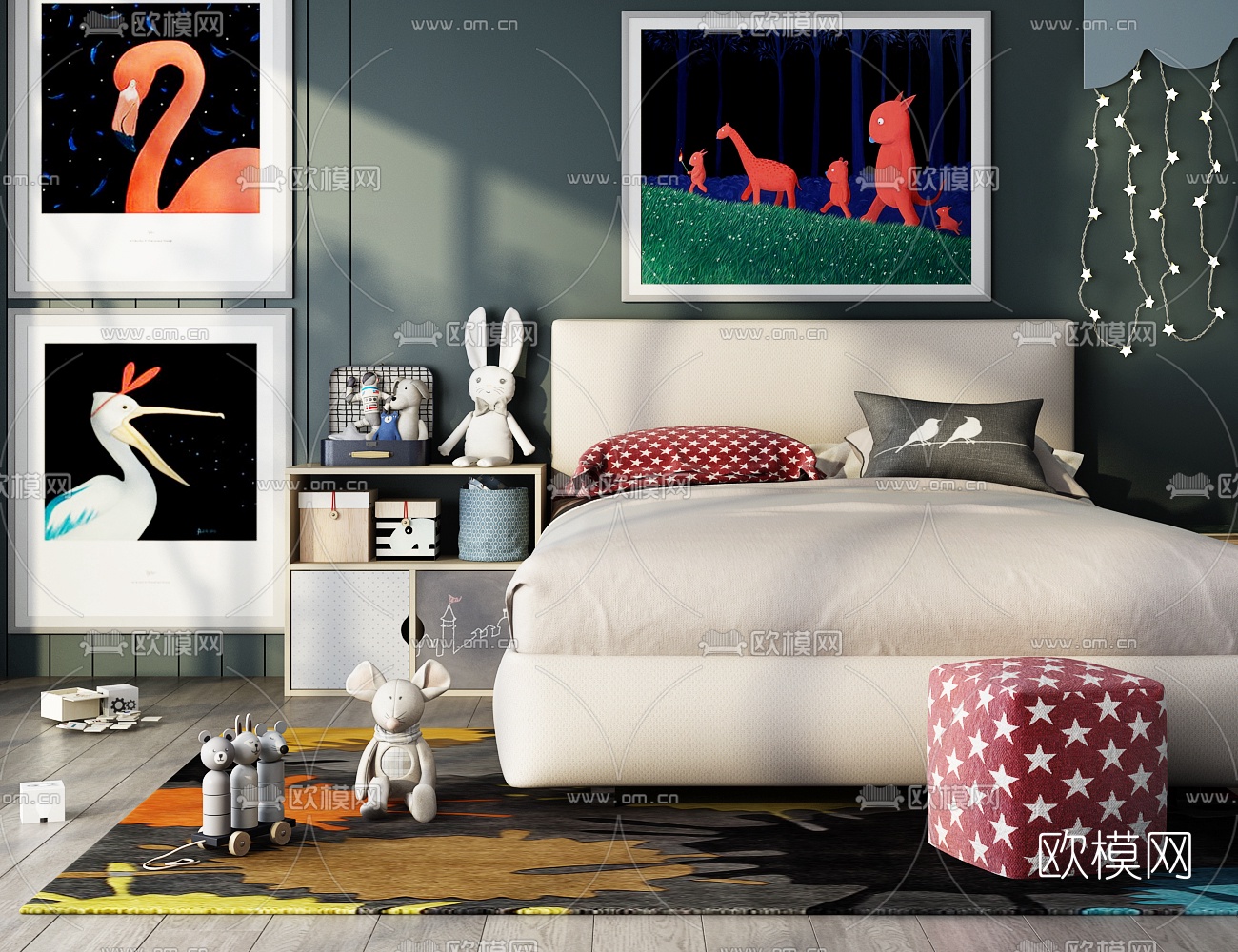 现代儿童床3d模型下载