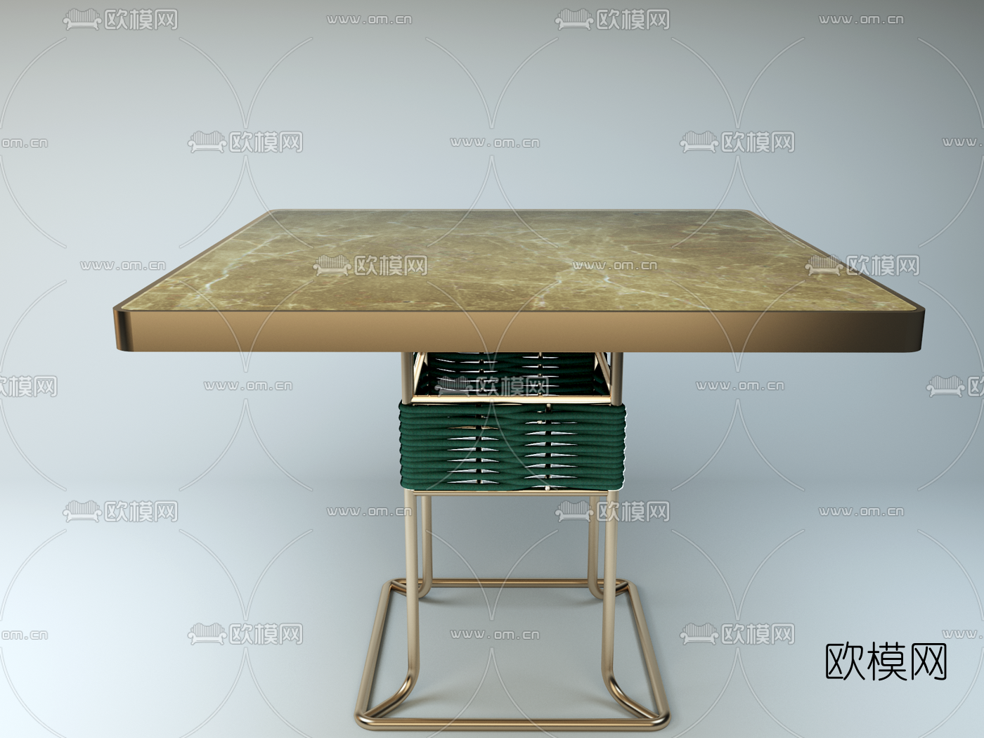 现代金属方形餐桌椅3d模型