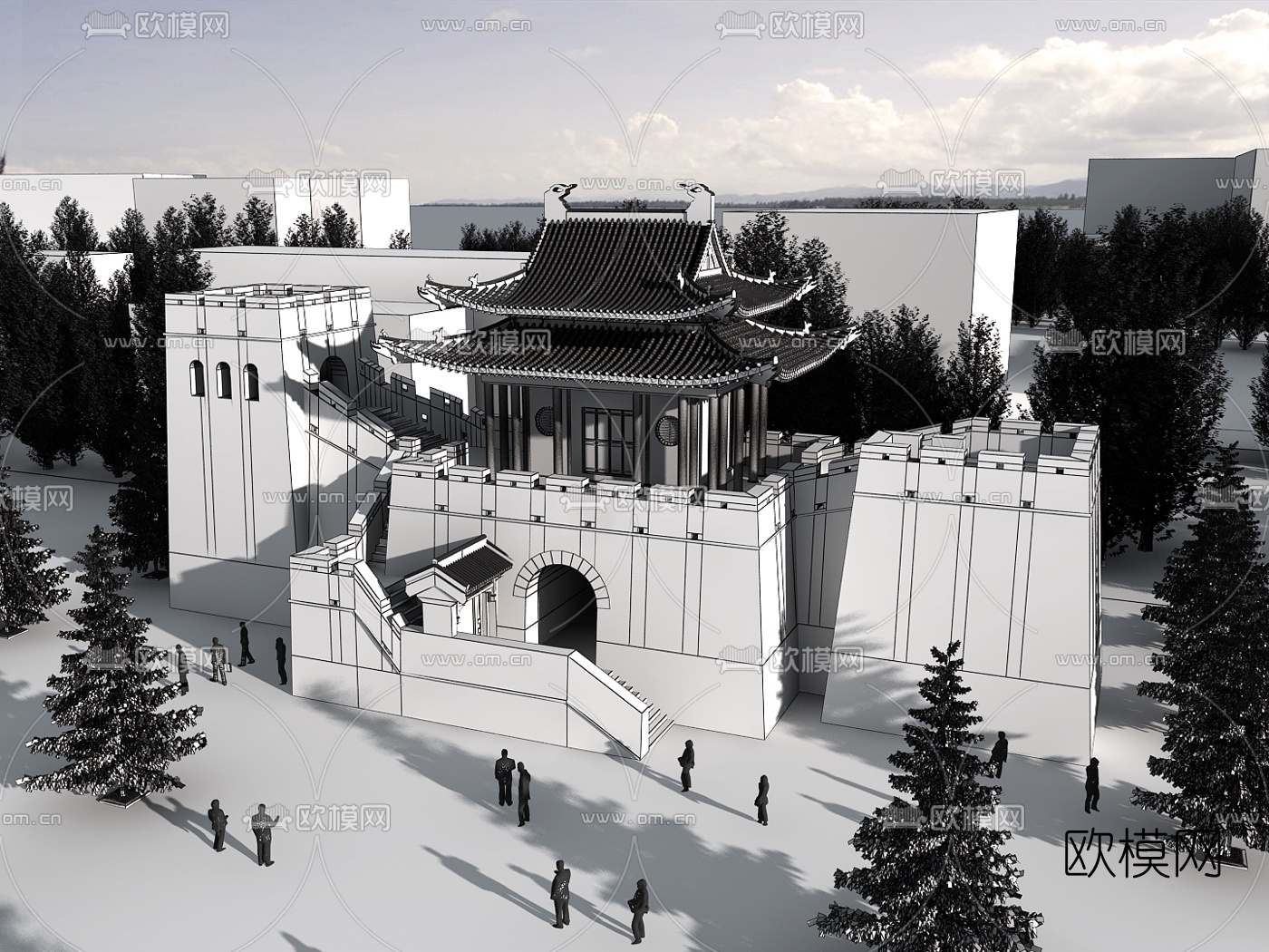 中式古建城楼3d模型