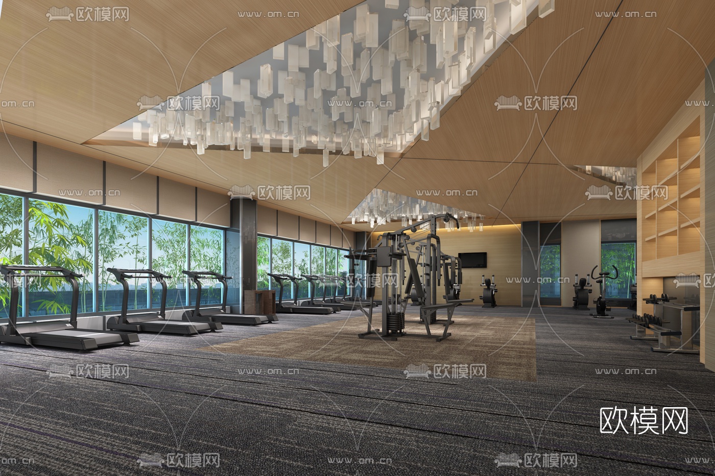 现代健身房3d模型下载