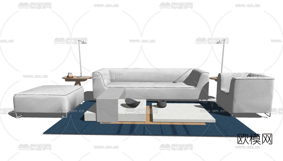 现代沙发组合免费su模型下载_ID10366255_sketchup模型下载-欧模网
