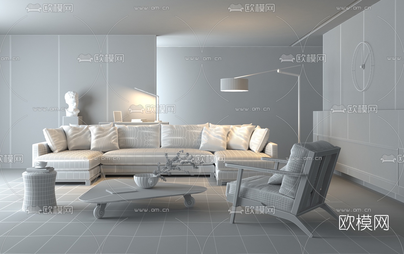 现代简约沙发组合3d模型