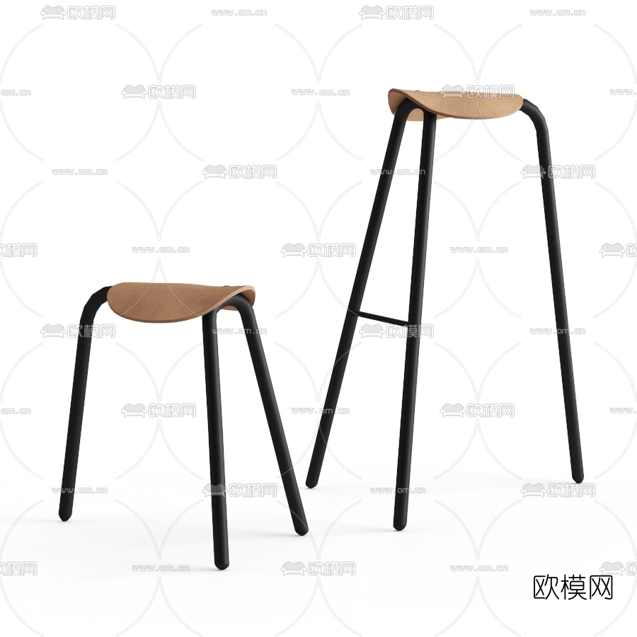 现代吧凳吧椅3d模型下载（渲染图3）