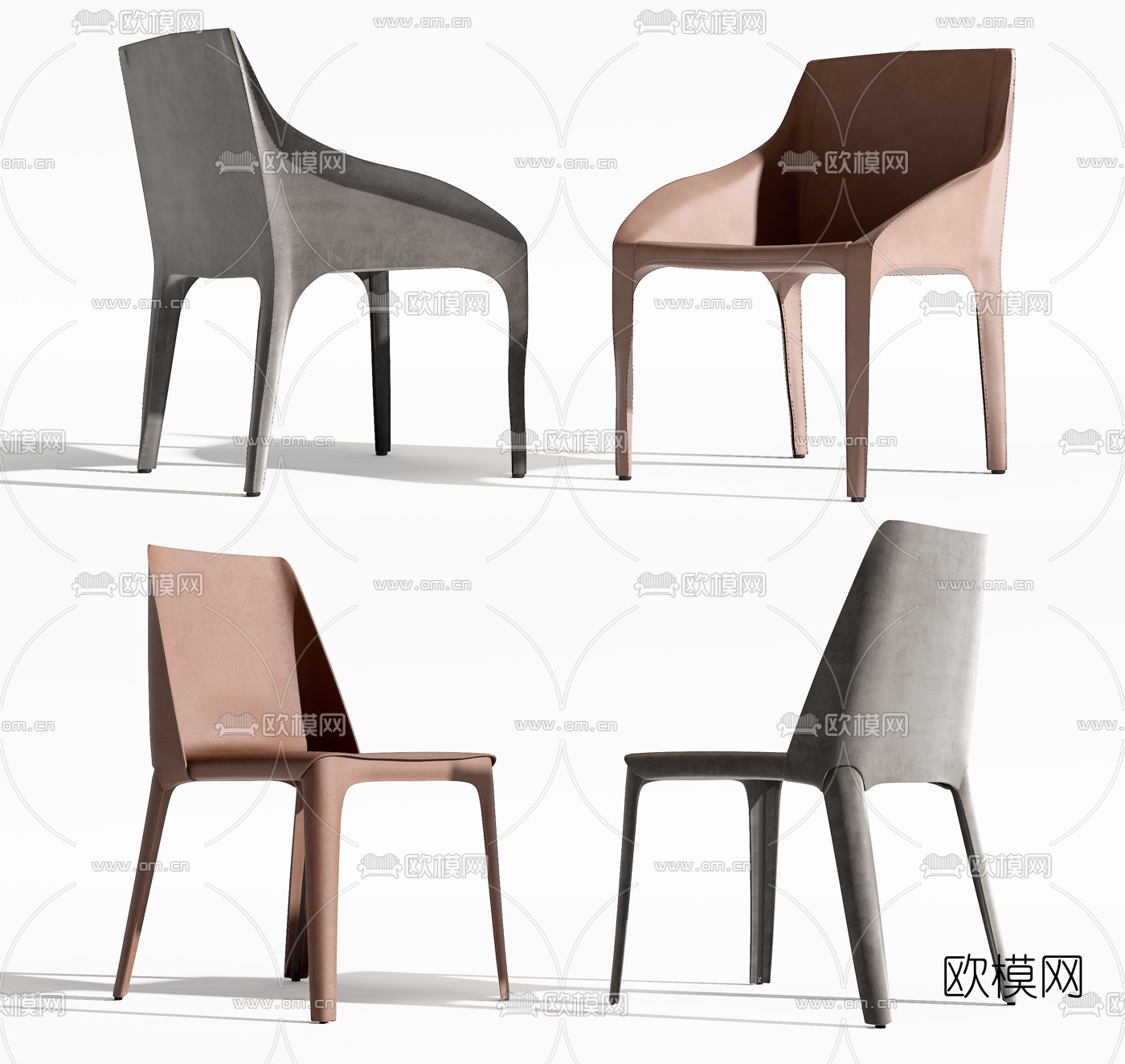 现代皮革单椅3d模型下载