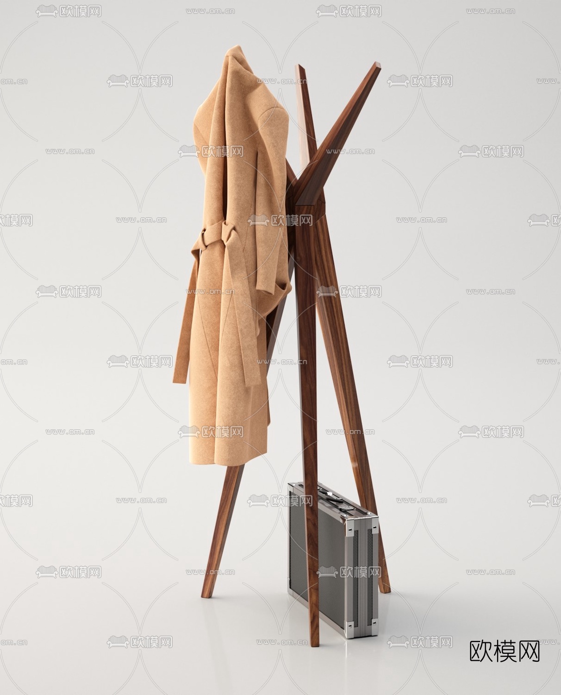 现代实木衣架服饰3d模型
