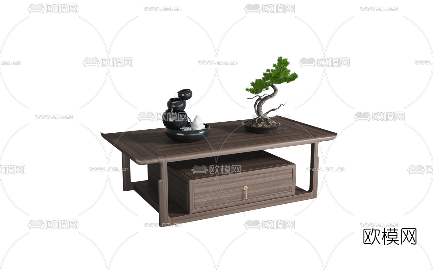 新中式实木茶几3d模型下载（渲染图3）