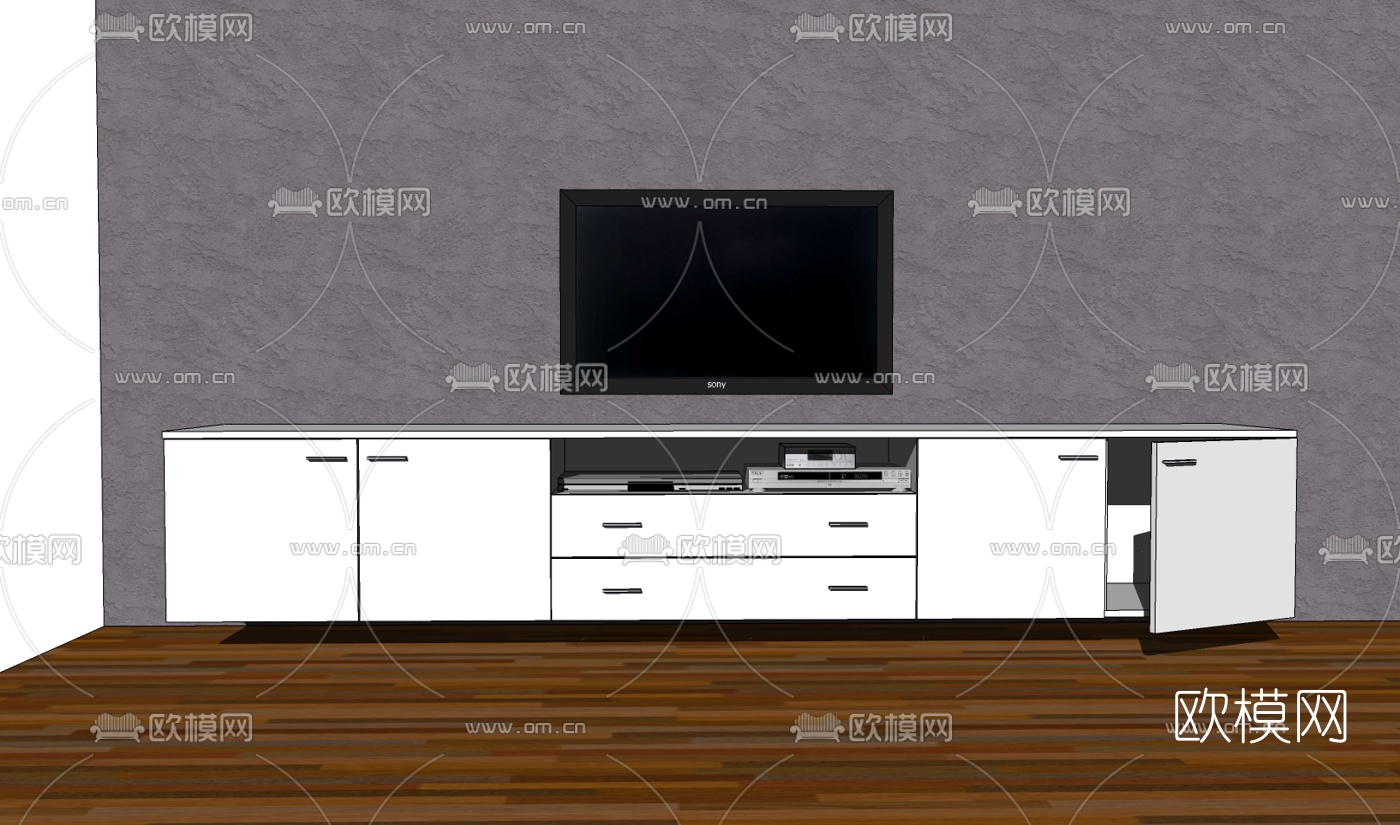 现代电视柜免费su模型-免费3dmax模型库-欧模网