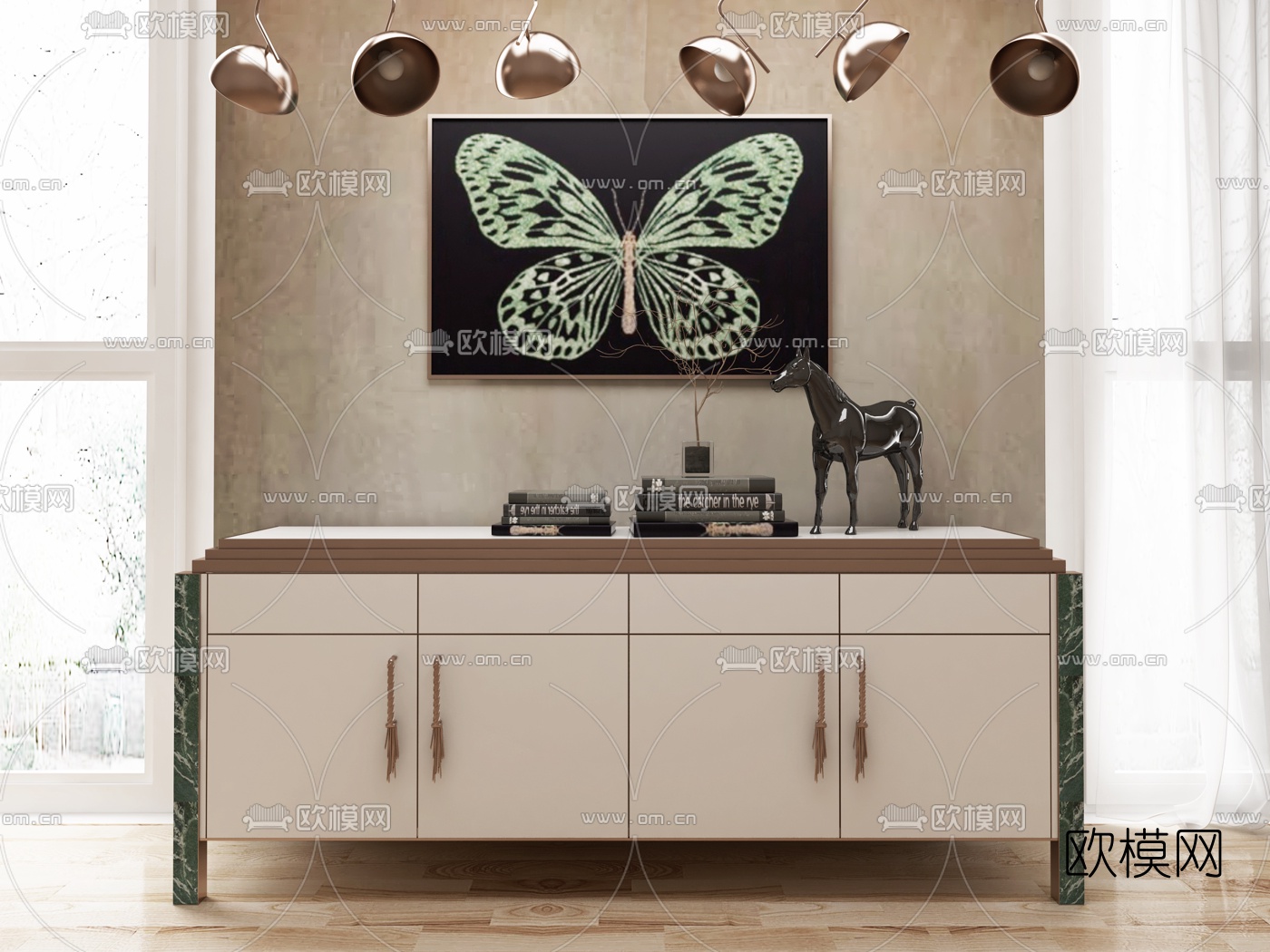 现代时尚边柜3d模型下载